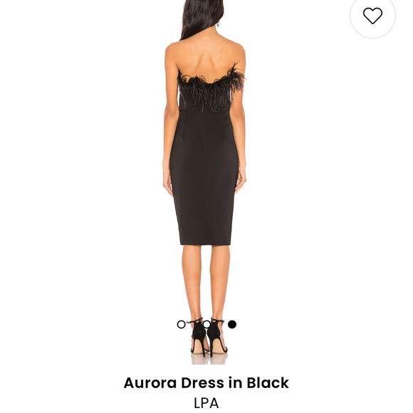 LPA Aurora feather trim dress in black - Picture 3 of 4